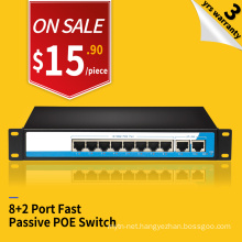 High quality fast Ethernet 10/100Mbps 8+2 port passive poe switch 24V